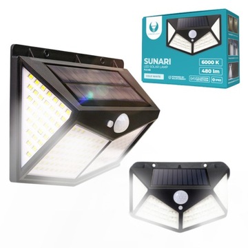 Lampa solarna LED zewnętrzna na elewację nad drzwi czujnik ruchu zmierzchu