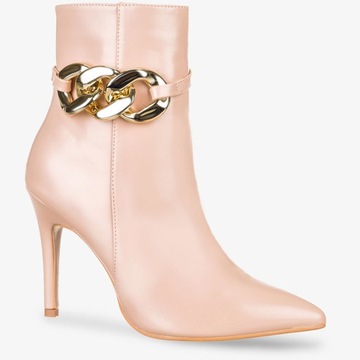 МОДНЫЕ БОТИЛЬОНЫ ТУФЛИ С ЗОЛОТОЙ ЦЕПОЧКОЙ размер 41