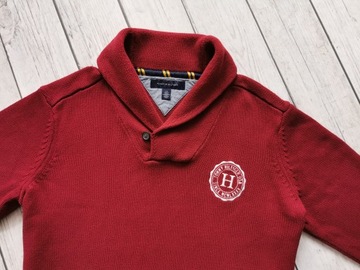 MĘSKI SWETER Z KOŁNIERZEM TOMMY HILFIGER r. L PIĘKNE BORDO