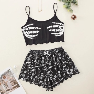 Women's Pajama Set Skeleton Print Camisole Shorts