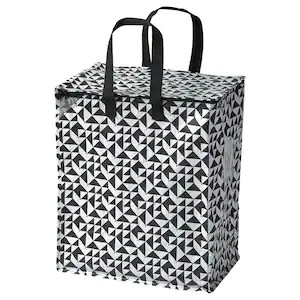 IKEA KNALLA Torba, czarny biały 40x25x47 cm 47 l