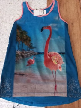 Футболка Desigual с бирюзовым верхом и фламинго, 11/12 лет