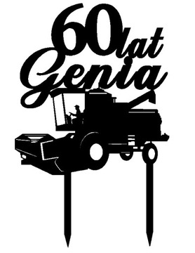 Topper na tort dla rolnika kombajn pole farmer 30 cm różna cyfra kolor