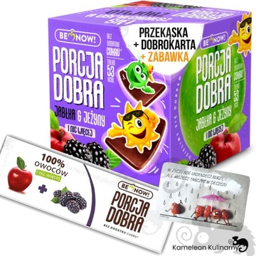 PORCJA DOBRA przekąski dla dzieci KOSTKA + ZABAWKA zestaw MIX SMAKÓW 6szt