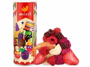 owoce liofilizowane banan śliwka pitaja truskawka malina MIXIT 140G