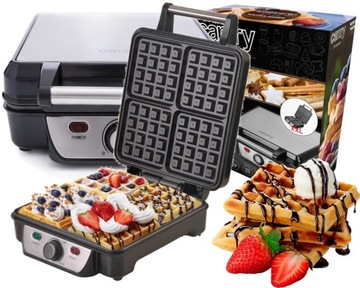 GOFROWNICA DUŻA OPIEKACZ 4 CHRUPIĄCE GOFRY 1500W