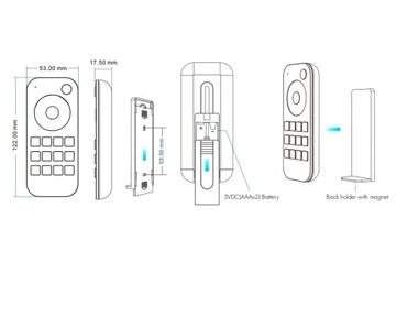 Беспроводной пульт дистанционного управления для светодиодного освещения RGB+CCT, черный