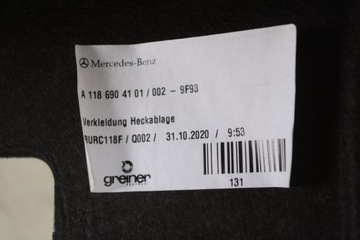 MERCEDES CLA220D KRYT NÁKLAD POLIČKY ZAVAZADLOVÉ C118 2021 RHD
