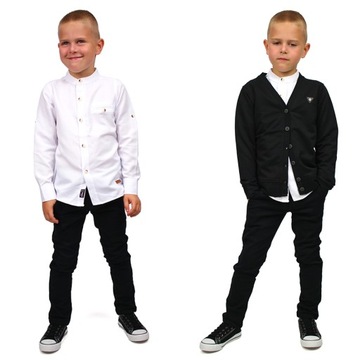 ЭЛЕГАНТНАЯ БЕЛАЯ РУБАШКА С ВОРОТНИКОМ СТОЙКА Школа 98