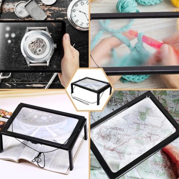 УВЕЛИЧЕНИЕ ДЛЯ ЧТЕНИЯ А4, СВЕТОДИОДНОЕ, БОЛЬШОЕ УВЕЛИЧИТЕЛЬНОЕ СТЕКЛО