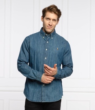 RALPH LAUREN koszula jeansowa granatowa na co dzień PREMIUM r.XL