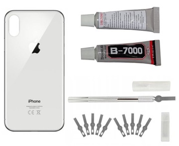 Klapka Tył iPhone XS Biały + Nożyk + Klej