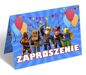 ZAPROSZENIE ZAPROSZENIA ROBLOX URODZINY GRA 1szt - 20x15cm