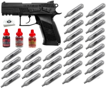 WIATRÓWKA PISTOLET NA GAZ BLOW BACK + AKCESORIA