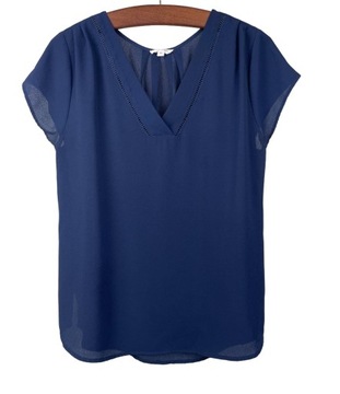 Bluzka damska granatowa basic krótki rękaw BLU PEPPER r. XL/XXL