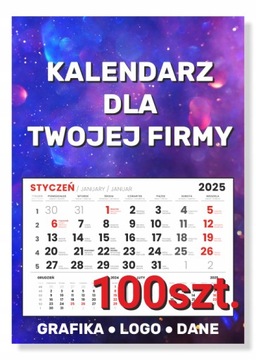 Kalendarz Jednodzielny 2025 100 szt LOGO DANE PROJEKT GRATIS