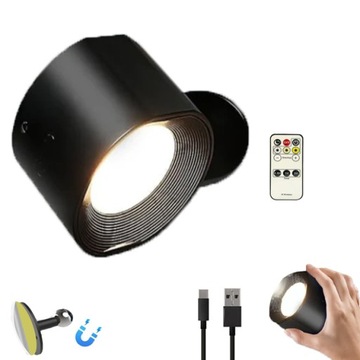 LOFT RUCHOME kinkiety LED MONTOWANE NA ŚCIANIE 3 JASNOŚCI I 3 KOLORY BEZPRZEWODOWE