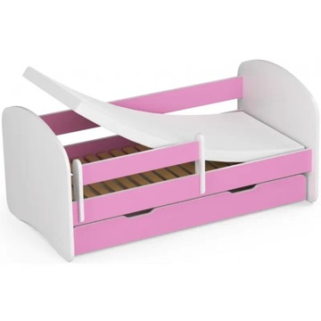 Łóżko dziecięce pojedyncze różowe 140x70 szuflada