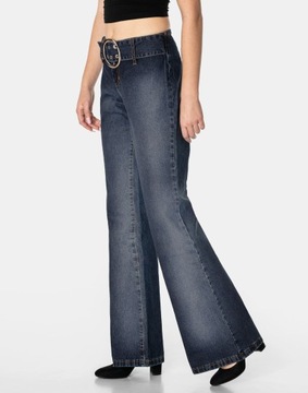 Szerokie Spodnie Dzwony Damskie Dżins BIG WIND JEANS 235 W28/34 przecierane