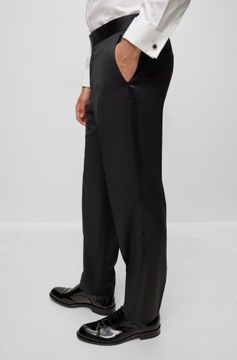 Hugo Boss čierne pánske nohavice vlna, hodváb veľ.25