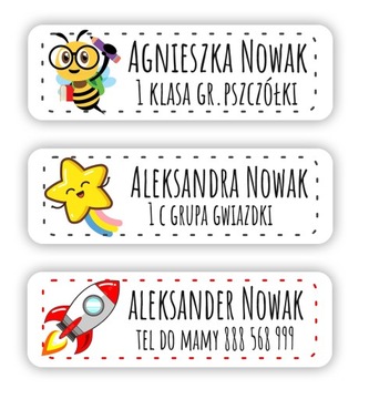 100szt. METKI IMIENNIKI NAKLEJKI IMIENNE WODOODPORNE