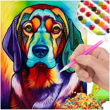 Diamond Painting PIESEK Haft Diamentowy Pies Obraz Wyklejanka Diamentowa 5D
