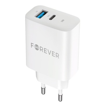 БЫСТРОЕ СЕТЕВОЕ ЗАРЯДНОЕ УСТРОЙСТВО PD QC 30 Вт 1x USB-C 1xUSB