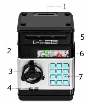 ИГРУШЕЧНЫЙ СЕЙФ ДЛЯ ДЕТЕЙ ЭЛЕКТРОННАЯ КОПИЛКА МОНЕТА АТМ АТМ С ПИН-кодом