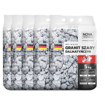 Szary Granitowy Kamień Ozdobny - DALMATYŃCZYK 5 szt. x 5 kg (25kg)