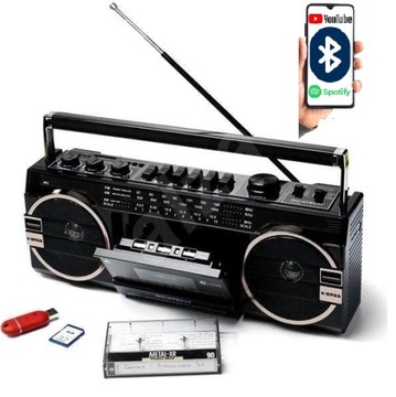 RADIOODTWARZACZ FM MP3 USB MAGNETOFON KASETA BT