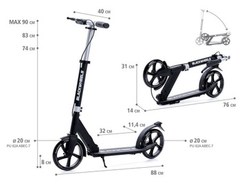 Складной городской самокат для взрослых с тормозом Blackwheels 200 мм