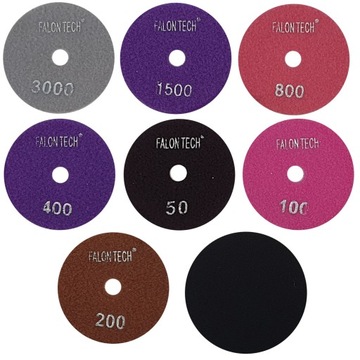 НАБОР АЛМАЗНЫХ ДИСКОВ ДЛЯ ВЛАЖНОГО ШЛИФОВАНИЯ ГОНАРХИ 7 ДИСКОВ + ДИСК