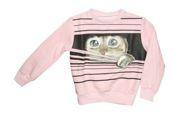 Bluza dziewczęca z kotem różowa LIDIA - 110
