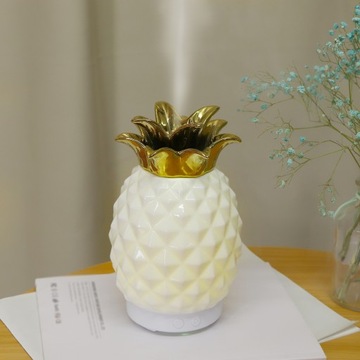 Nawilżacz powietrza ananas dyfuzor zapachowy LED ceramiczny olejków złoty