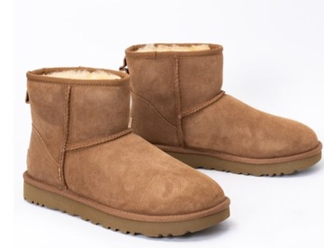 UGG DAMSKIE BRĄZOWE ŚNIEGOWCE SKÓRZANE 37 2ŻDA