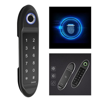 Дверной замок со сканером отпечатков пальцев, вход без ключа, черный A