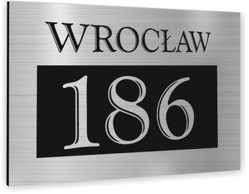 TABLICZKA ADRESOWA METALOWA SREBRNA ALUMINIUM