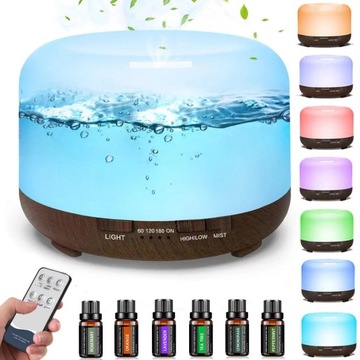 AROMATHERAPY HUMIDIFIER dyfuzor z olejkami eterycznymi (6x10ml) - czarny