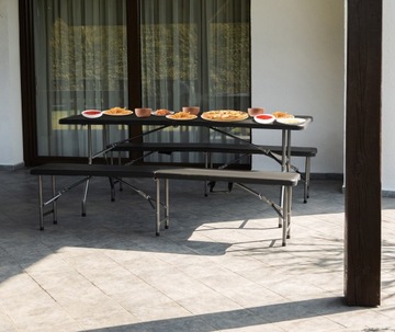 Набор для кейтеринга в саду, банкет, скамейки 180 см, складной стол, чемодан