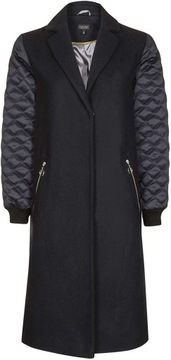 Topshop Premium Navy Quilted Sleeve Coat 38/10