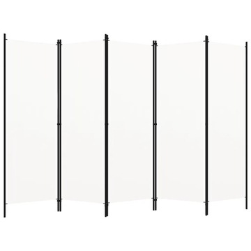 vidaXL Parawan 5-panelowy, kremowy, 250 x 180 cm