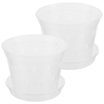 2 ZESTAWY PRZEZROCZYSTYCH PLASTIKOWYCH DONICZEK NA STORCZYKI, ODDYCHAJĄCE