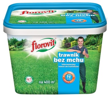 Antymech Trawnik bez mchu nawóz dużo żelaza Florovit proszek 8 kg