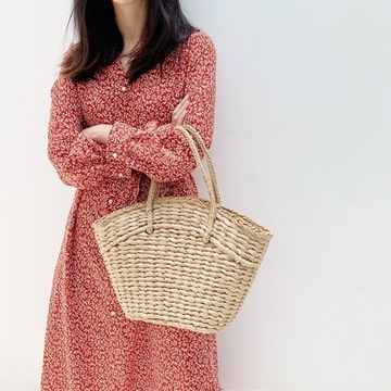 ПЛЕТЕНАЯ СОЛОМНАЯ СУМКА, БЕЖЕВАЯ КОРЗИНА С СУМКОЙ НА ПЛЕЧЕ