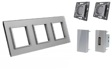 LIVOLO ZESTAW ŁADOWARKA USB + GNIAZDO + GNIAZDO