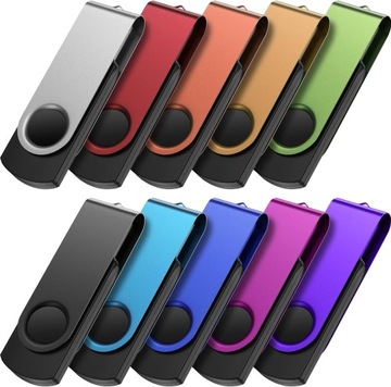 PENDRIVE 64GB 10 SZT. USB 2.0 WIELOKOLOROWY TWISTER PAMIĘĆ 64 GB FLASH