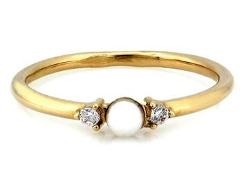 Złoty pierścionek 585 delikatny z mała biała perłą 13r dla niej 14k modny