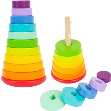 DREWNIANA PIRAMIDA WIEŻA SORTER MONTESSORI KLOCKI