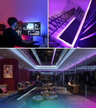 WODOODPORNA TAŚMA LED RGB 5M + PILOT ZASILACZ IP67