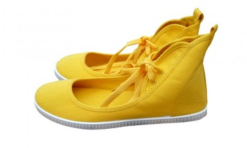 BUTY DAMSKIE PÓŁBUTY TENISÓWKI CZÓŁENKA SLIP ON BALERINKI ŻÓŁTE 38